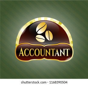  Golden emblem with coffee bean icon and Accountant text inside