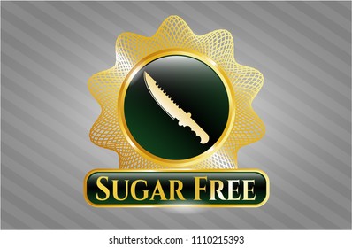  Golden emblem with combat knife icon and Sugar Free text inside