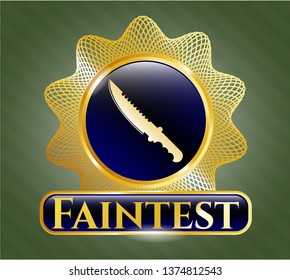  Golden emblem with combat knife icon and Faintest text inside