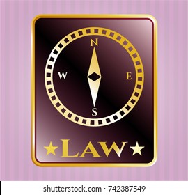  Golden emblem with compass icon and Law text inside