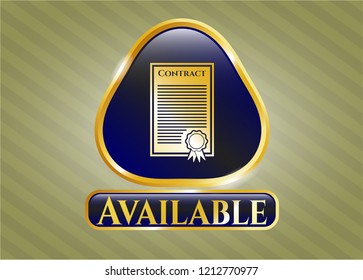  Golden emblem with contract icon and Available text inside