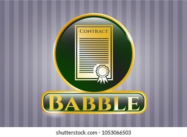  Golden emblem with contract icon and Babble text inside