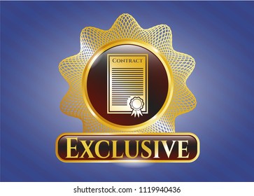  Golden emblem with contract icon and Exclusive text inside