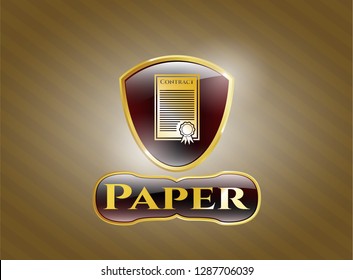  Golden emblem with contract icon and Paper text inside