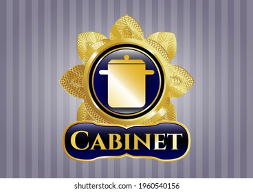 Golden emblem with cooking pot icon and Cabinet text inside