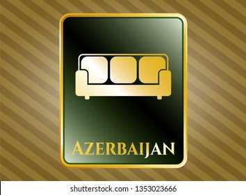  Golden emblem with couch icon and Azerbaijan text inside