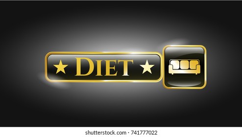  Golden emblem with couch icon and Diet text inside