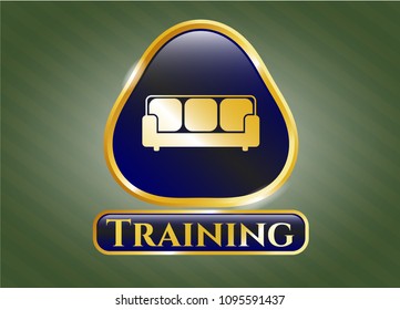  Golden emblem with couch icon and Training text inside