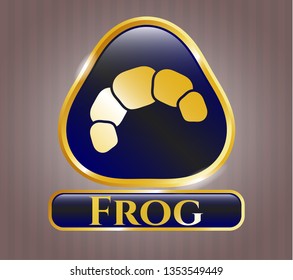  Golden emblem with croissant icon and Frog text inside