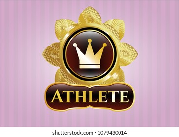  Golden emblem with crown icon and Athlete text inside
