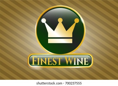  Golden emblem with Crown icon and Finest Wine text inside