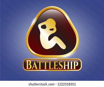  Golden emblem with crunch icon and Battleship text inside