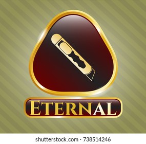  Golden emblem with cutter icon and Eternal text inside