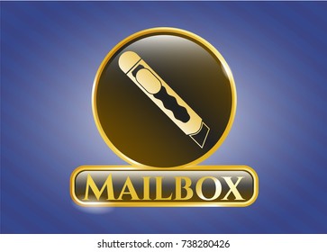  Golden emblem with cutter icon and Mailbox text inside