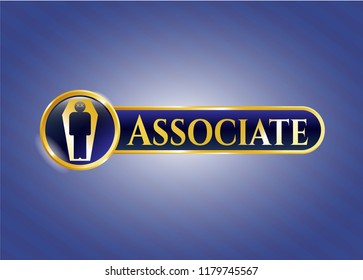  Golden emblem with dead man in his coffin icon and Associate text inside