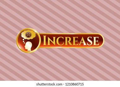  Golden emblem with depression icon and Increase text inside