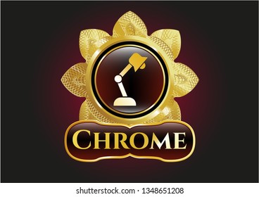  Golden emblem with desk lamp icon and Chrome text inside