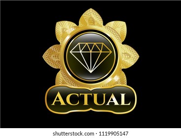  Golden emblem with diamond icon and Actual text inside