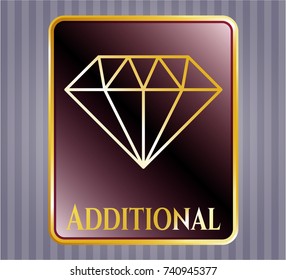  Golden emblem with diamond icon and Additional text inside