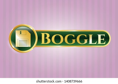  Golden emblem with diskette icon and Boggle text inside