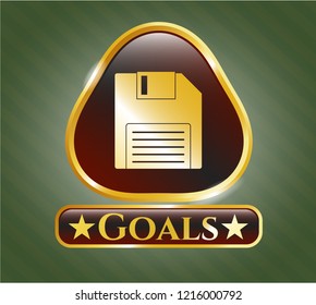  Golden emblem with diskette icon and Goals text inside