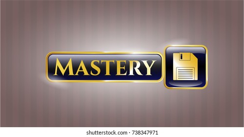  Golden emblem with diskette icon and Mastery text inside
