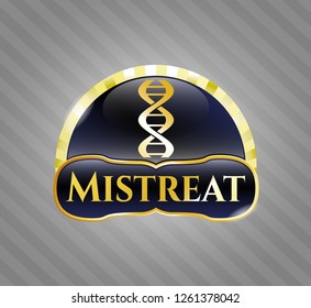  Golden emblem with dna icon and Mistreat text inside