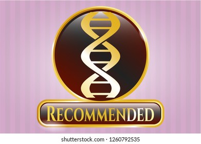  Golden emblem with dna icon and Recommended text inside