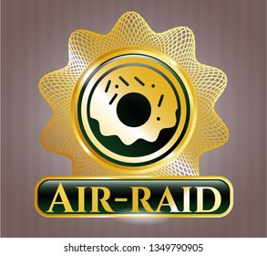  Golden emblem with donut icon and Air-raid text inside