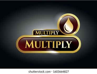 Golden emblem with drop icon and Multiply text inside