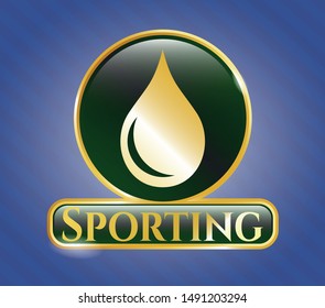  Golden emblem with drop icon and Sporting text inside