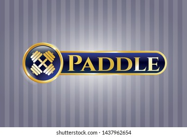 Golden emblem with dumbbell icon and Paddle text inside