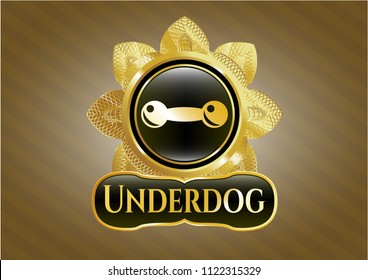  Golden emblem with dumbbell icon and Underdog text inside
