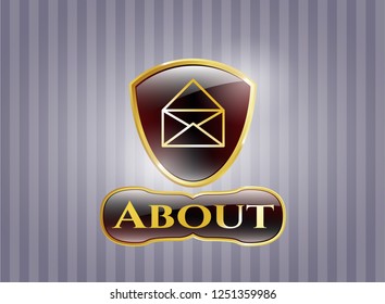  Golden emblem with envelope icon and About text inside