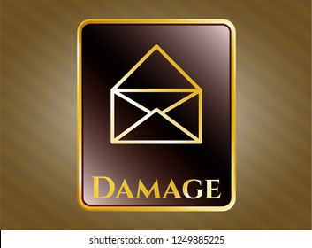  Golden emblem with envelope icon and Damage text inside