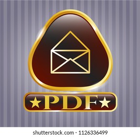  Golden emblem with envelope icon and PDF text inside