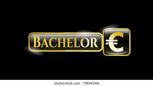  Golden emblem with euro icon and Bachelor text inside