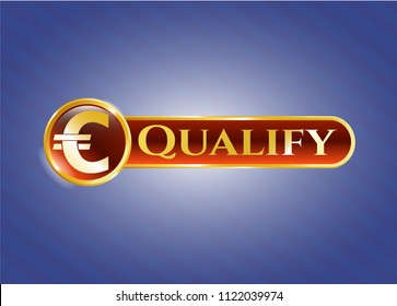  Golden emblem with euro icon and Qualify text inside