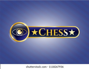  Golden emblem with eye icon and Chess text inside