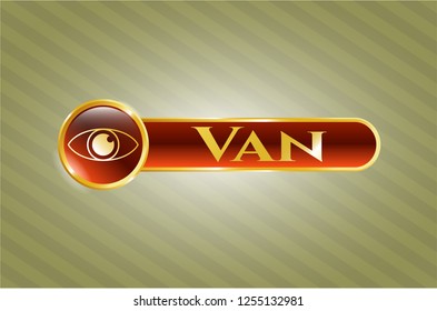  Golden emblem with eye icon and Van text inside