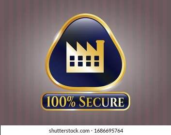  Golden emblem with factory icon and 100% Secure text inside