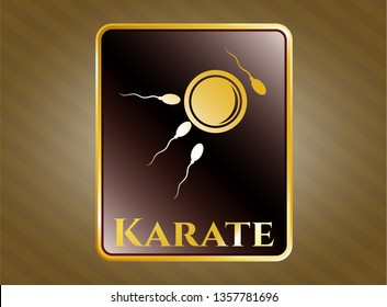  Golden emblem with fertilization icon and Karate text inside