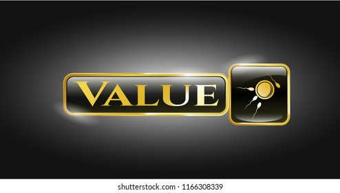  Golden emblem with fertilization icon and Value text inside