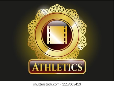  Golden emblem with film icon and Athletics text inside