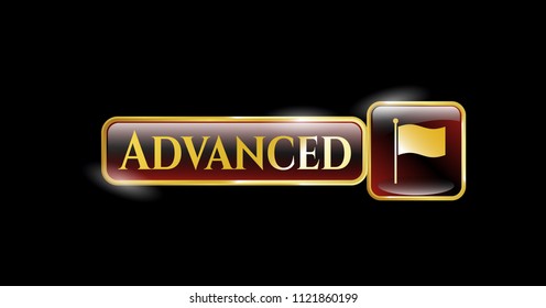  Golden emblem with flag icon and Advanced text inside