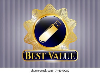  Golden emblem with flash drive icon and Best Value text inside