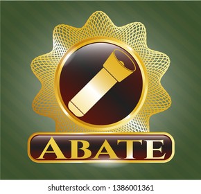  Golden emblem with flashlight icon and Abate text inside
