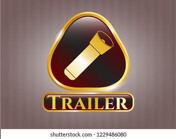  Golden emblem with flashlight icon and Trailer text inside