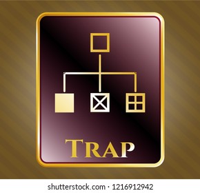  Golden emblem with flowchart icon and Trap text inside