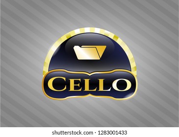  Golden emblem with folder icon and Cello text inside